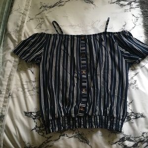 Girls off the shoulder striped shirt